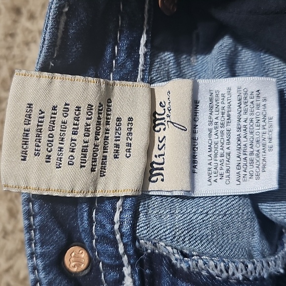 Miss Me Jeans Signature Crop 31 Denim Pants Capri Embellished Patchwork - Picture 7 of 10